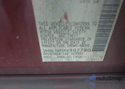 2015 Nissan Altima 2.5 S z USA, uszkodzony, nr VIN 1N4AL3AP3FN397780